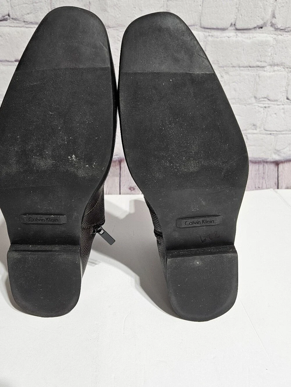 Calvin Klein Black Leather Ankle Boots with Buckle Strap